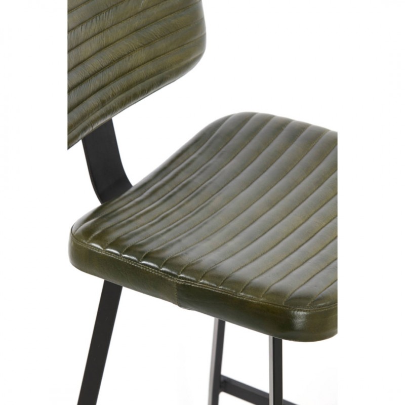 BAR CHAIR MS LEATHER GREEN - CHAIRS, STOOLS